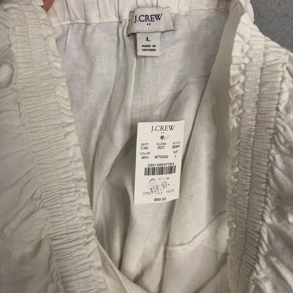 J Crew Shirt Womens Large White Linen Blend Ruffle Strap Button Front Tank - Picture 5 of 13
